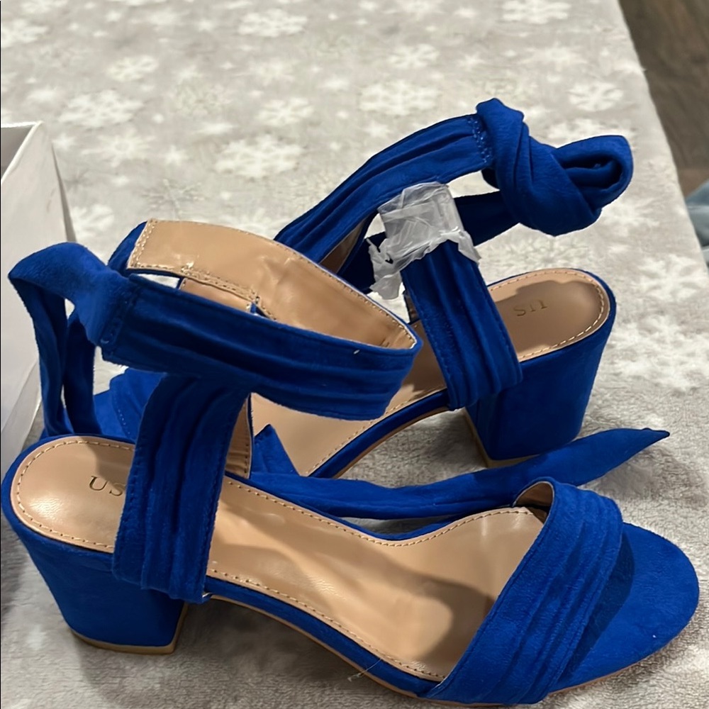 Blue Women's Heeled Sandals